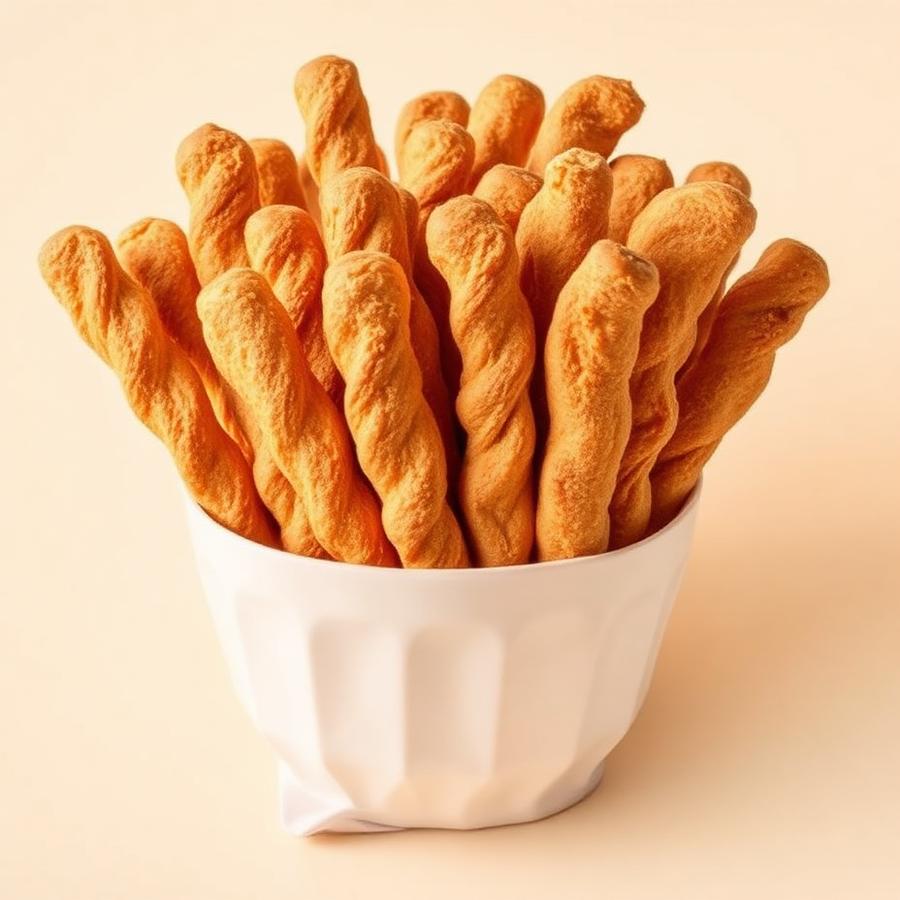 Crunchy bread sticks in a bundle